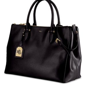 Ralph Lauren Newbury Double Zip Satchel  Navy Blue